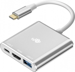 Adapter USB C HUB 3-u-1 - HDMI, USB, PD srebrni
