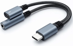 USB-C adapter 2u1 s 3,5 mm priključkom i PD 15 W - 10 cm