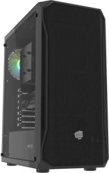 PC kućište Fury Shobo SH4 RGB midi tower, crno s bočnom stranicom od kaljenog stakla