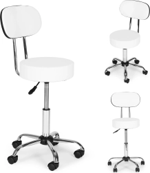Okretna stolica s naslonom za kozmetiku i medicinu, bijela ModernHome