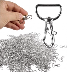 Metalne okretne karabine ribica 3,7 × 2 cm, srebrne – 500 kom