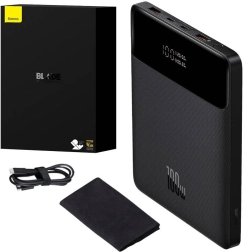 Baseus Blade power banka 20000 mAh, 100 W, 2× USB‑C + 2× USB‑A, zaslon, crna