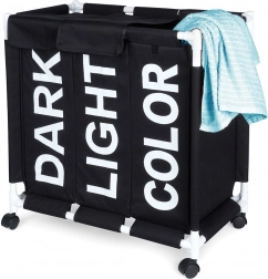 Trokamerni koš za rublje na kotačićima 137 l Vilde