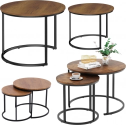 Set okruglih konferencijskih stolova 2u1 od prirodnog drva