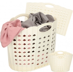 Sklopiva košara za rublje s ručkama, krem