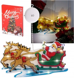 Viseća LED dekoracija za prozor s vakuumskom čašicom – Sveti Nikola s darovima – Sanjke