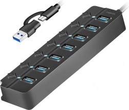 USB čvorište LogiLink 7-portno USB 3.2 Gen 1 crno