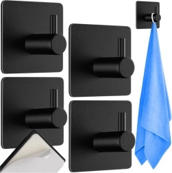 Samoljepljive metalne kuke RUHHY, set 4 kom – crne, bez bušenja