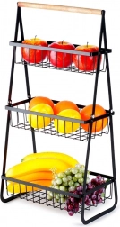 Trostupanjska metalna košara za voće, crna