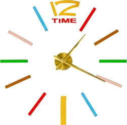 Zidni samoljepljivi DIY sat s podesivim promjerom, zlatne kazaljke, šarene oznake