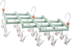 Sklopiva viseća sušilica s kvačicama, 19 kvačica, zelena