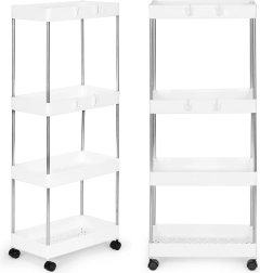 Plastični stalak za kupaonicu s 4 police na kotačima