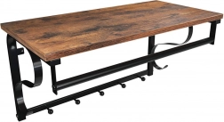 Zidna loft polica s vješalicama i šipkom