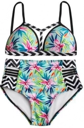 ženski dvodijelni kupaći kostim s visokim strukom, push-up – veličina S