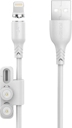 Magnetski kabel za punjenje 3-u-1 FONENG X62, USB na USB‑C / Lightning / Micro USB, 1 m, bijeli