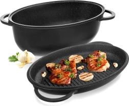Granitni ovalni pekac s poklopcem 2u1 GRANDE 10 l, 43 × 28 cm