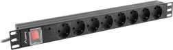 Lanberg rack letva PDU 19″, 1U, 16 A, 8× Schuko, 2 m, crna