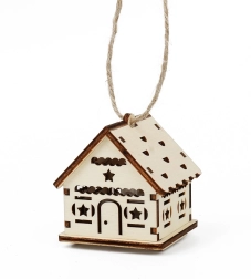 Drvena kućica s zvjezdicama i LED svjećicom