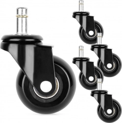 Gumeni kotačići za uredsku stolicu 50 mm, klin 10 mm, set 5 kom