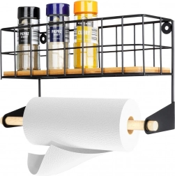 Zidni držač za papirnate ručnike s policom, metalni crni