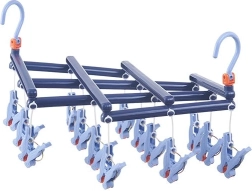 Sklopivi sušač rublja s kvačicama, 14 klipsi, tamnoplavi