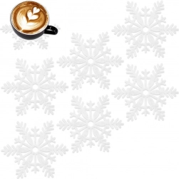 Filcani podlošci za šalice pahuljice, bijeli, 13,5 cm, 6 kom