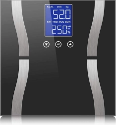 Analitička osobna vaga s LCD-om, staklena, do 180 kg – crna