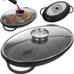 Granitna grill tava s poklopcem GRANDE 43 × 28 × 6 cm