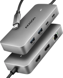 Axagon hmc-cub83x2 usb-c hub 7-u-1, 10 gbps, hdmi 4k/144 hz, dp 8k/30 hz, glan, pd 100 w