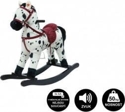 Plišani ljuljajući konj na baterije sa zvukom i pokretom – Bijelo-crni