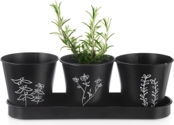 Set teglica za začinsko bilje s podloškom Blackline, 4 dijela
