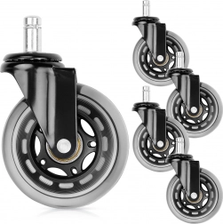 Gumeni kotačići za uredsku stolicu 75 mm, osovinica 11 mm, 5 kom