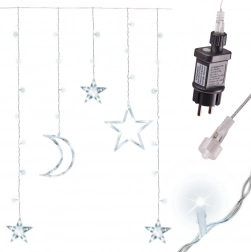 Svjetleća LED viseća zavjesa mjesec i zvijezde 2,5 m, 138 LED – Bijela