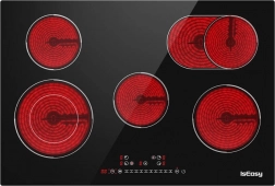 Crna električna ploča za kuhanje IsEasy s pet zona