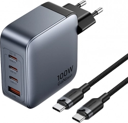 Vention mrežni punjač 3x USB-C, 1x USB-A (100W/100W/30W/30W) s kabelom USB-C na USB-C (1 m)
