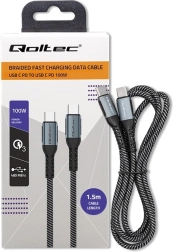 Pleteni kabel usb-c na usb-c 100 W, 1,5 m – QOLTEC