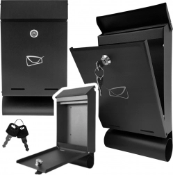 Poštanski sandučić od pocinčanog čelika s tubusom za novine, crni 32,5 × 22,5 × 9,5 cm