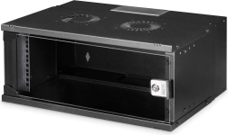 Zidni mrežni ormar 19" 4U SOHO PRO, 240 × 540 × 400 mm, staklena vrata, nosivost 60 kg, crna