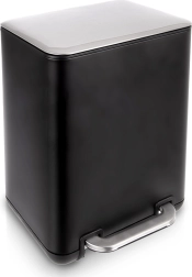 Kanta za otpad s pedalom, nehrđajući čelik, crna, 20 l