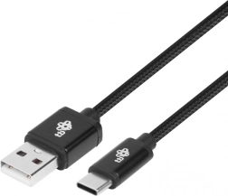Tekstilni kabel USB-A na USB-C 1,5 m crni