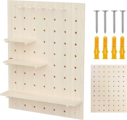 Drveni zidni pegboard organizator MACLEAN 60 × 80 cm, svijetlo drvo