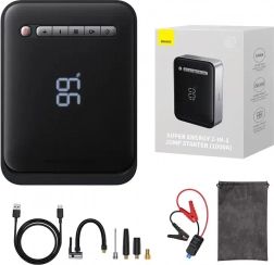 Startna power banka i kompresor 2-u-1 Baseus Super Energy, 8000 mAh, 1000 A (crna)