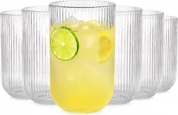 Set čaša 400 ml Vilde, 6 kom – rebraste prozirne čaše za napitke