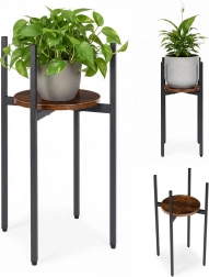 stalak za cvijeće loft ModernHome s metalnom konstrukcijom i drvenom policom