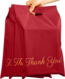 Crvene kurirske polietilenske omotnice s rupom za nošenje 310 × 420 + 70 mm, 50 kom, natpis Thank You