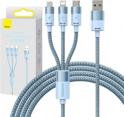 Punjač i podatkovni kabel 3-u-1 BASEUS StarSpeed, USB‑C / micro USB / Lightning, 3,5 A, 1,2 m, plavi