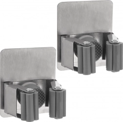 Samoljepljivi inox držači za mop i metlu, set 2 kom