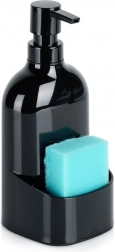 Dozator za deterdžent za suđe s pretincem za spužvicu, crni 500 ml