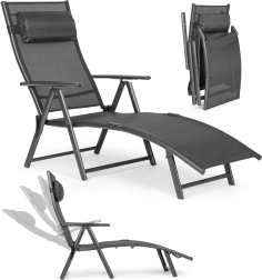 Sklopivi vrtni ležaljka s podesivim naslonom, siva, MultiGarden