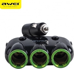 Awei C-3S razdjelnik za auto-upaljač s 3 utičnice i 2 USB-a
